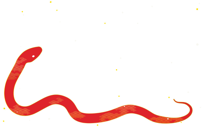 Japanese patterned red snake and gold confetti