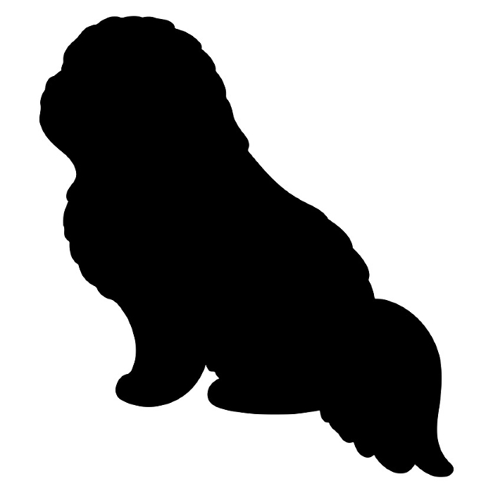 Simple and cute silhouette of a Pekinese sitting facing sideways