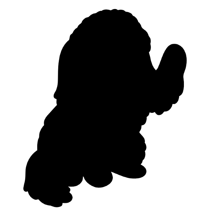Simple and cute silhouette of Pekinese doing hands