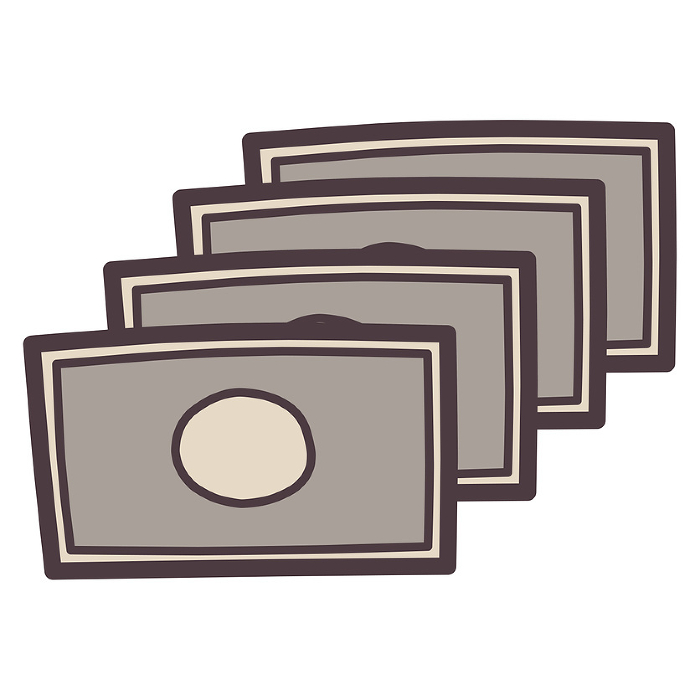 Illustration of a series of four simply deformed banknotes