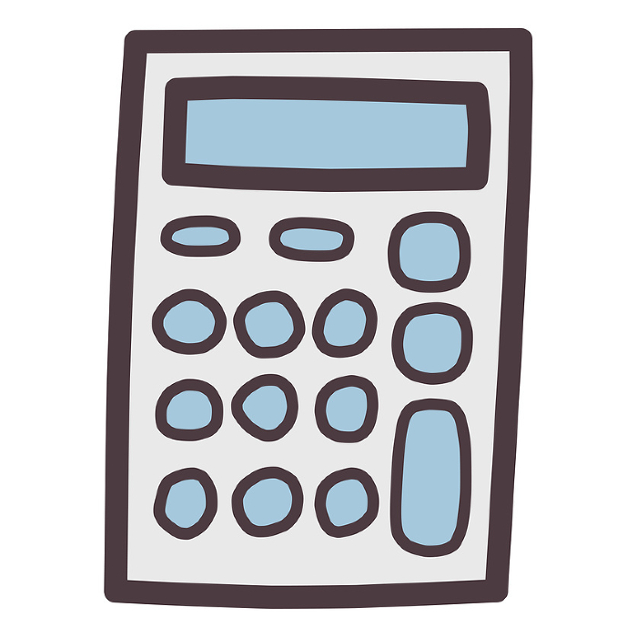 Illustration of a simple deformed hand-drawn calculator