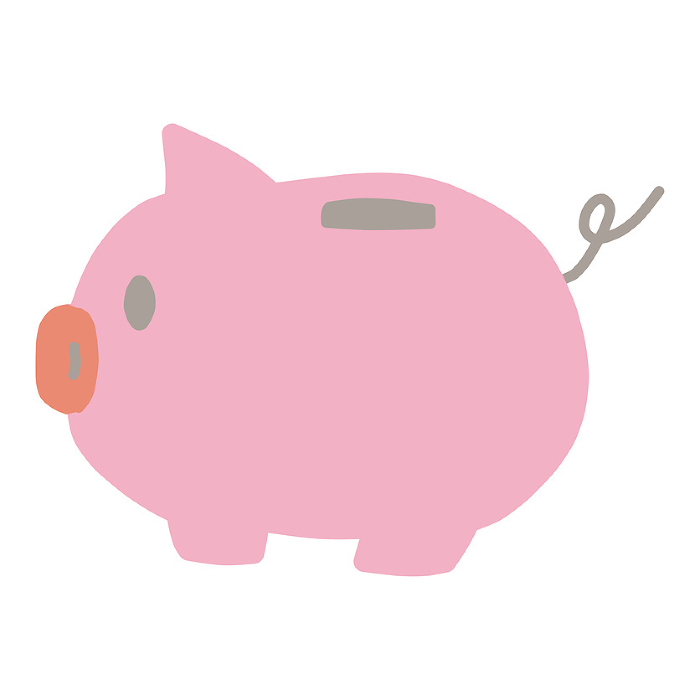 Clip art of piggy bank with a simple deformed pig looking sideways.