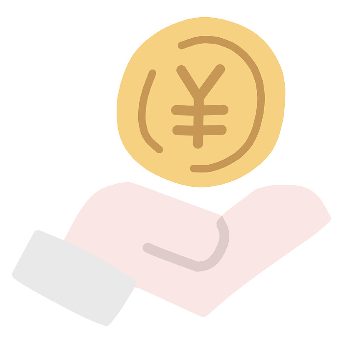 Simple deformed coin and hand icon style illustration set