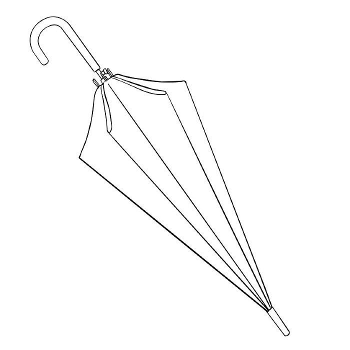 Clip art of closed umbrella monochrome line drawing