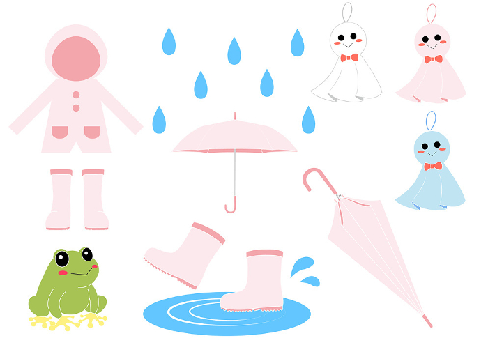 Cute illustration set for June rainy season