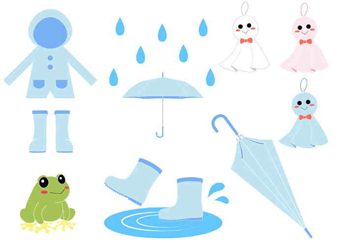 Cute illustration set for June rainy season