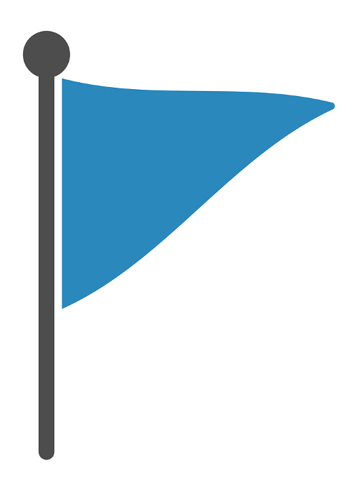 Text frame illustration of blue waving triangular flag