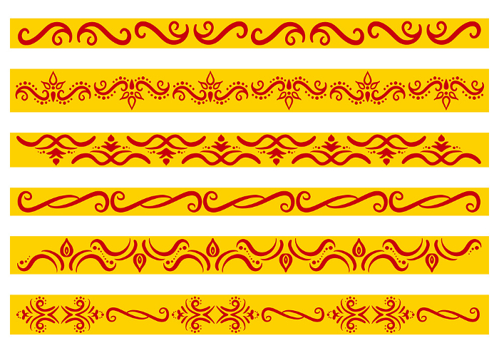 Decorative ruled set in Indian style. Vector data.