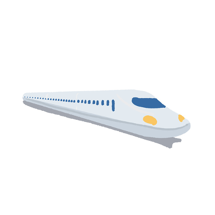 Simple and flat hand-drawn illustration of a bullet train
