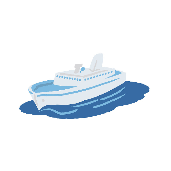 Simple, flat hand-drawn illustration of a ferry.