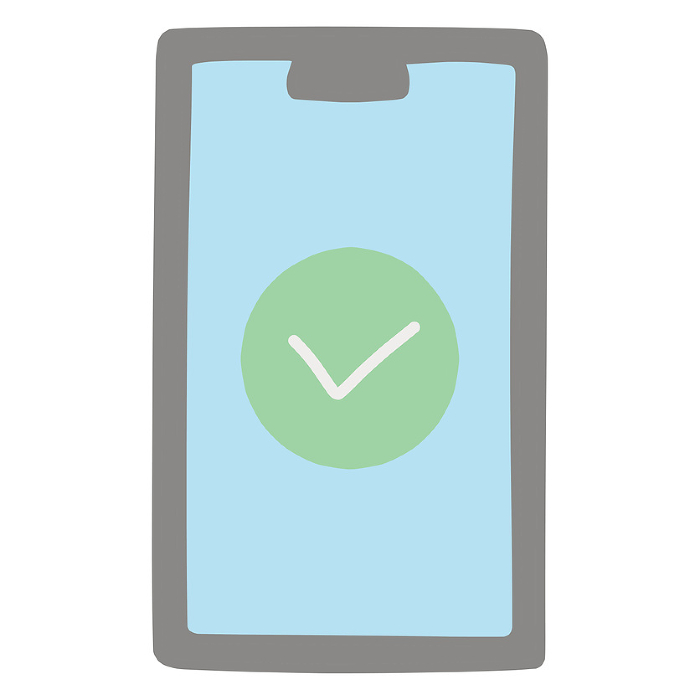 Simple illustration of a check mark on a smartphone screen.