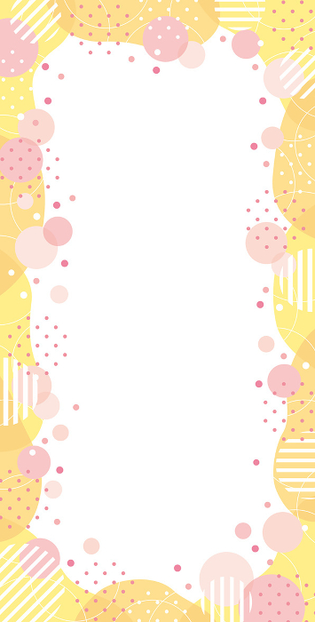 Vertical frames with circles, dots and fluid shapes / yellow