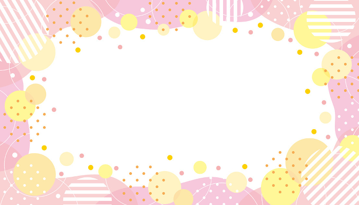 Banner frame with circles, dots and fluid shapes / pink