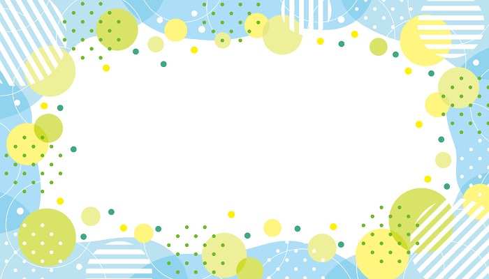 Banner frame with circles, dots and fluid shapes / blue