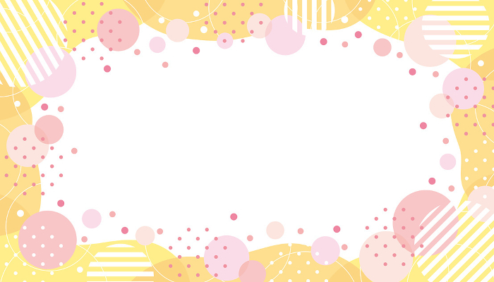Banner frame with circles, dots and fluid shapes / yellow