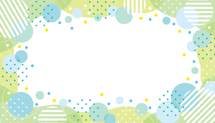 Banner frame with circles, dots and fluid shapes / green