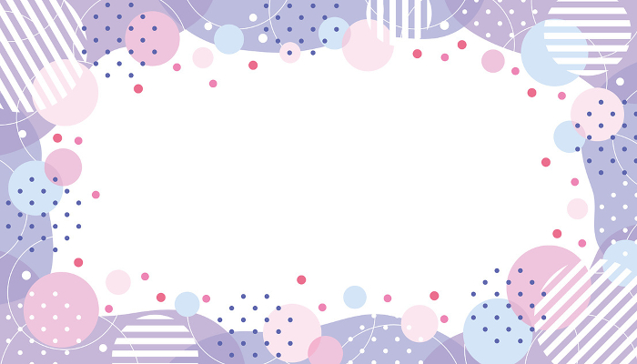 Banner frame with circles, dots and fluid shapes / purple