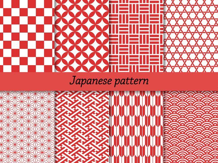 Seamless Japanese Pattern Pattern Set_red