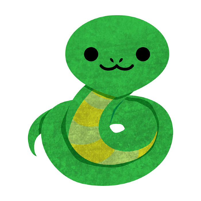New Year's card - Illustration of a cute snake coiled around a snake in the year of the snake