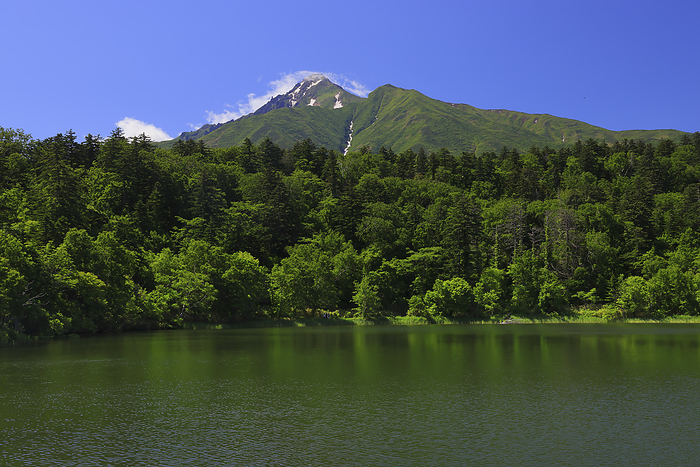 Hime-numa and Mt. Rishiri in fresh green Hokkaido