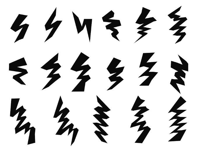 Clip art set of thunder and lightning