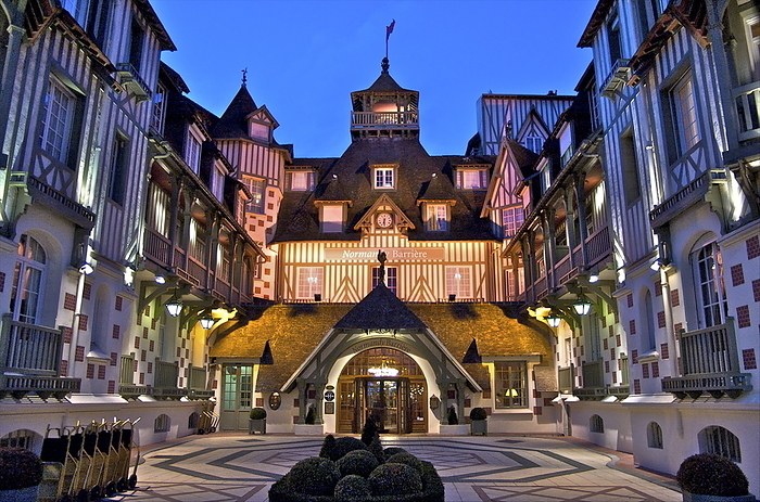 Normandy Barriere Hotel in the evening, Deauville, Normandy, France Normandy Barriere Hotel in the evening, Deauville, Normandy, France