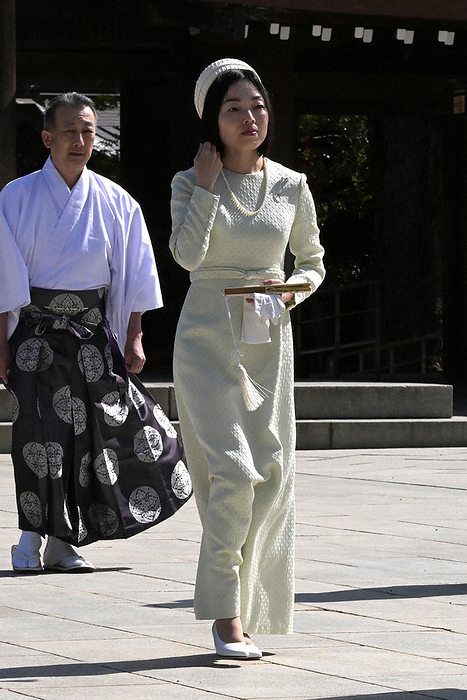 Princess Akiko of the Prince Mikasa family visiting Meiji Shrine Princess Akiko of the Prince Mikasa family visits Meiji Shrine on the occasion of the 110th anniversary of the death of Empress Dowager Shoken, Empress of Emperor Meiji, in Shibuya Ward, Tokyo, April 19, 2024, 2:31 p.m. Photo by Naoki Watabe