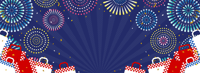Fireworks and shopping bag background (horizontal for banner)