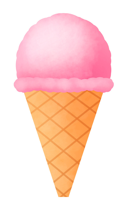 Clip art of ice cream with a simple strawberry-flavored cone