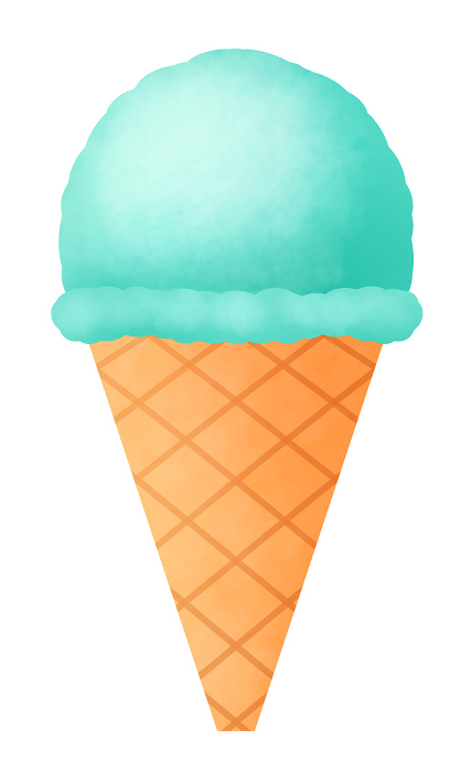 Clip art of simple ice cream with soda-flavored cone