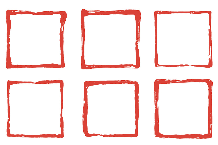 Framed set of red squares painted with a brush