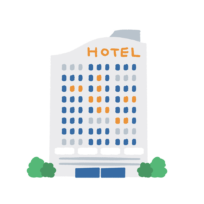 Simple hand-drawn illustration of a hotel
