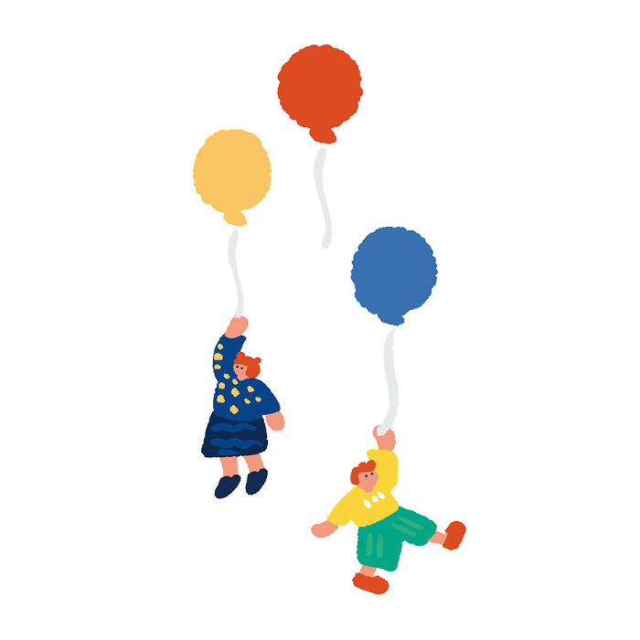Simple illustration of a person and a balloon