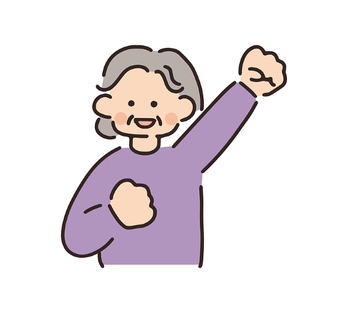 Clip art of senior woman posing with guts