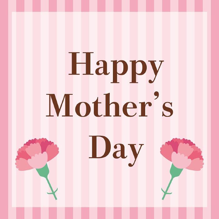 Clip art of Mother's Day carnation and stripe pattern background