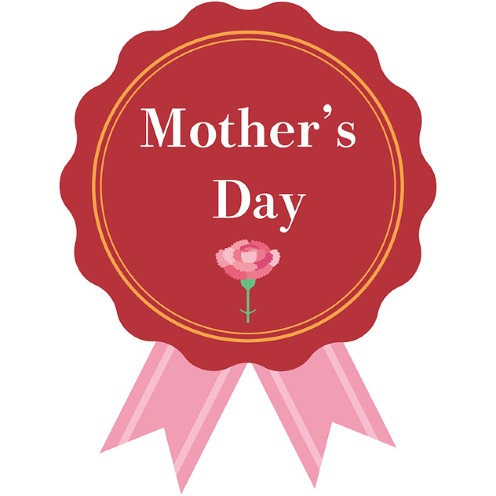 Clip art of wavy frame with carnations and ribbon for Mother's Day