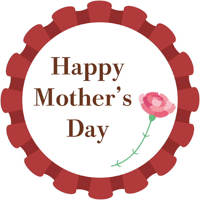 Clip art of carnation and rosette frame for Mother's Day