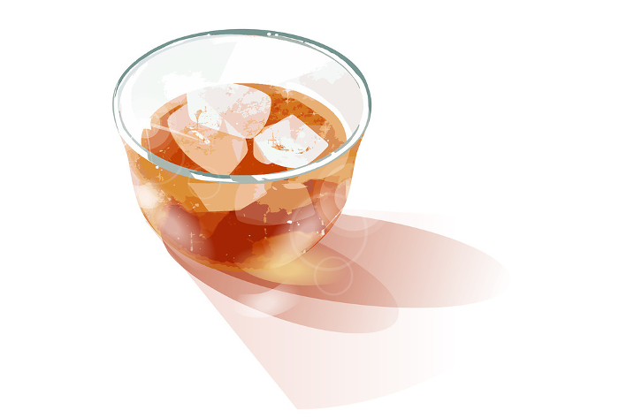 Clip art of barley tea in a glass poured with summer sunlight