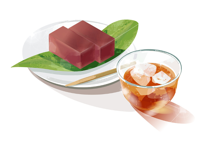 Clip art of barley tea and water jelly