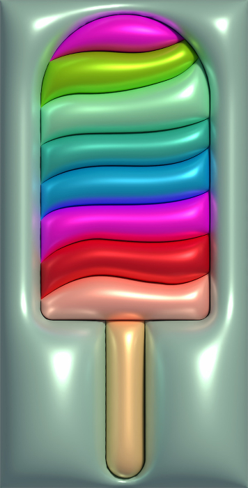 Multicolored popsicles on a wooden stick, 3D rendering illustration Multicolored popsicles on a wooden stick, 3D rendering illustration