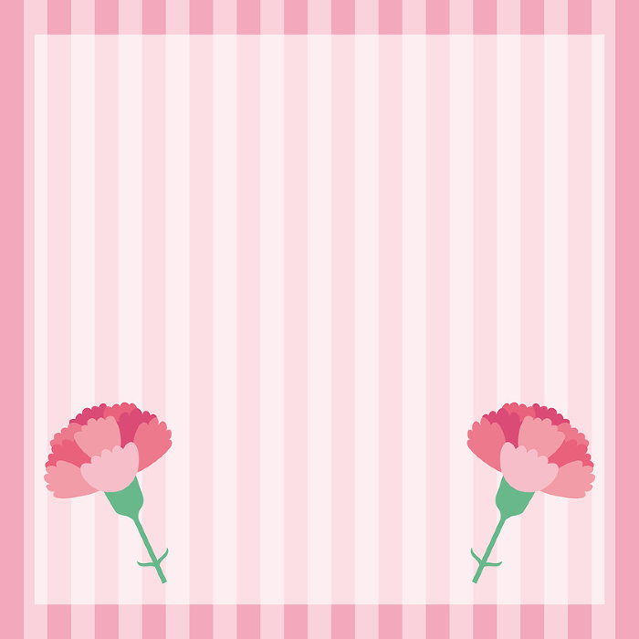 Clip art of Mother's Day carnation and stripe pattern background (no text)