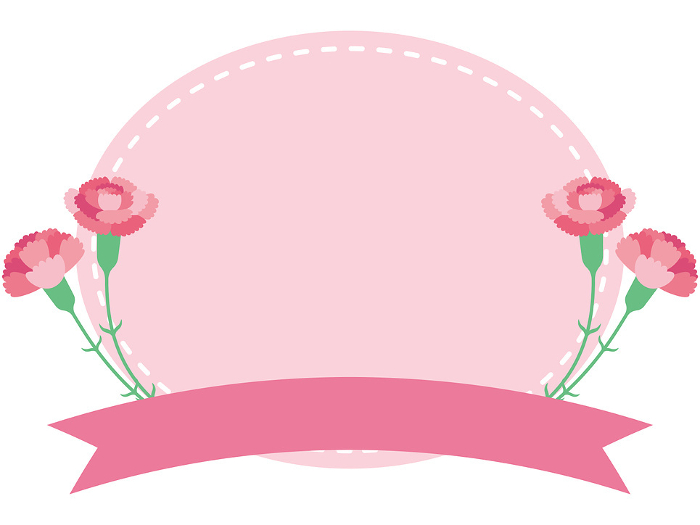 Clip art of oval frame of carnation for Mother's Day (no text)