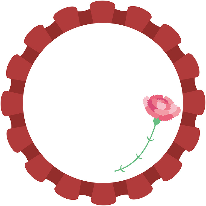 Clip art of carnation and rosette frame for Mother's Day (no text)