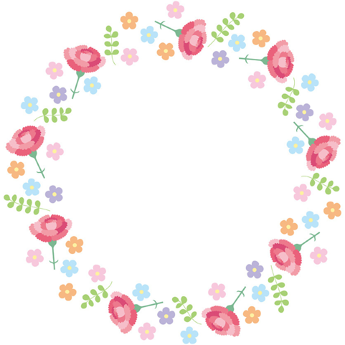 Clip art of wreath frame of carnation for Mother's Day (no text)