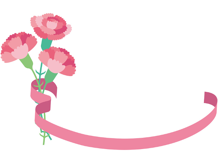 Framed illustration of carnation and pink ribbon for Mother's Day (no text)