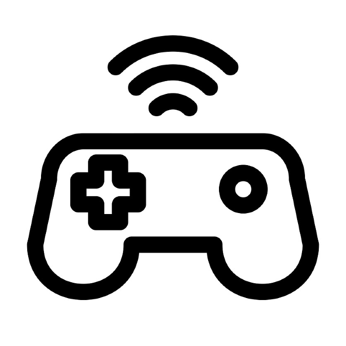 Line style icons representing hobbies, games