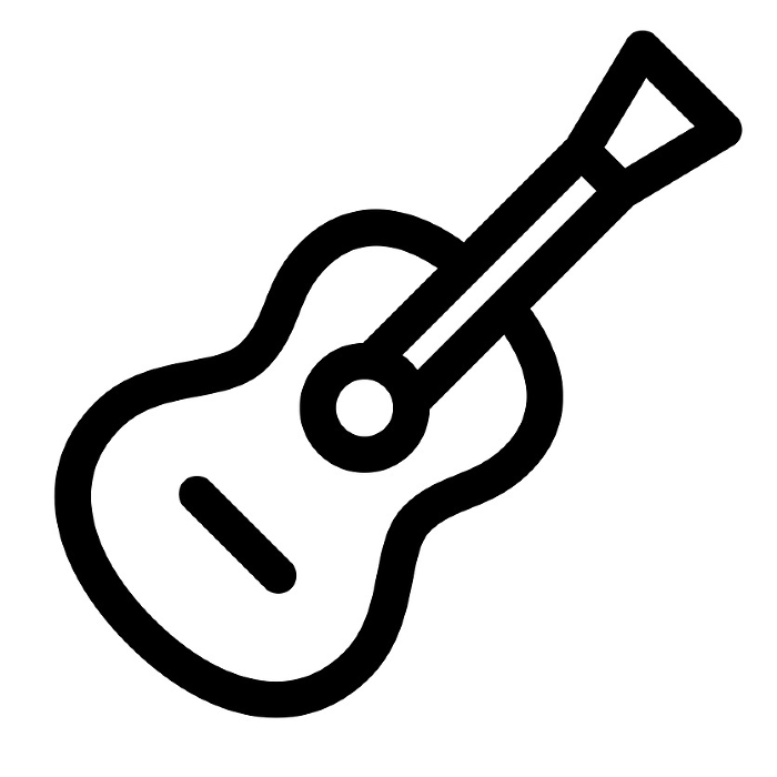 Line style icons representing music, guitar