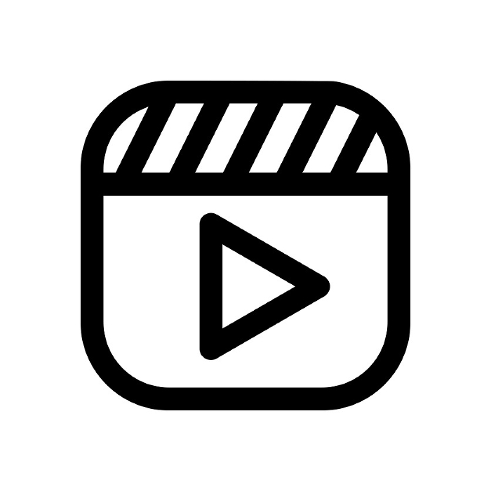 Line style icons representing video, playback, and apps