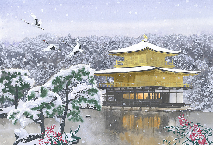Kinkakuji Temple in the snow