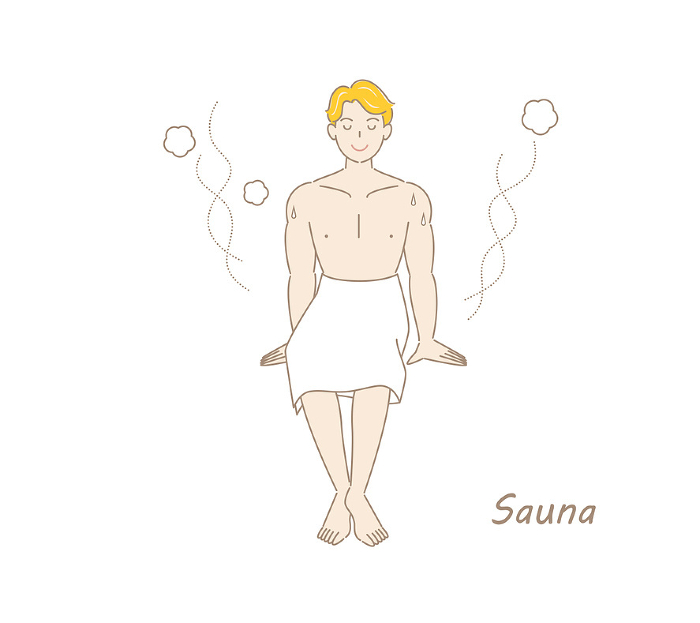 After taking a water bath from the sauna, the guests move to the rest area to cool down while being exposed to the open air.